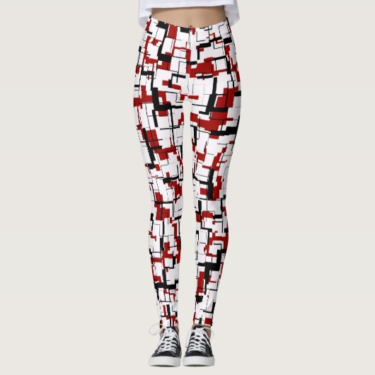 Digital Camo Black White Pattern Leggings (Voorkant)