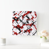 Digital Camo Black White Pattern Vierkante Klok (Huis)