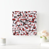 Digital Camo Black White Pattern Vierkante Klok (Huis)