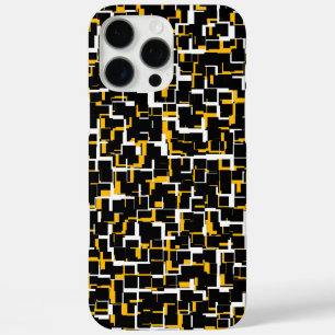 Digital Camo Black White Yellow Pattern iPhone 16 Pro Max Hoesje
