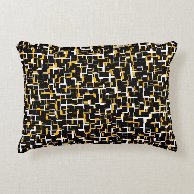 Digital Camo Black White Yellow Pattern Decoratief Kussen (Voorkant)