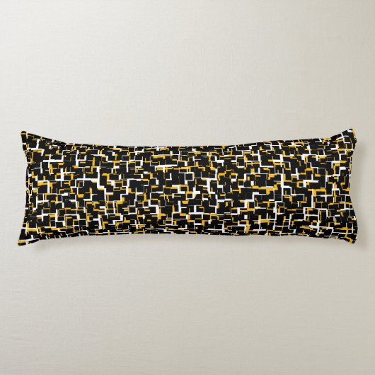 Digital Camo Black White Yellow Pattern Lichaamskussen (Voorkant)