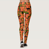 Digital Camo Green Oranje Pattern Leggings (Achterkant)