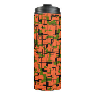 Digital Camo Green Oranje Pattern Thermosbeker