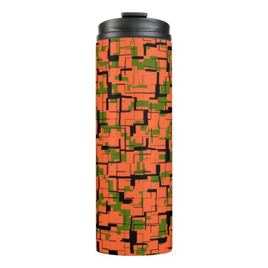 Digital Camo Green Oranje Pattern Thermosbeker (Voorkant)