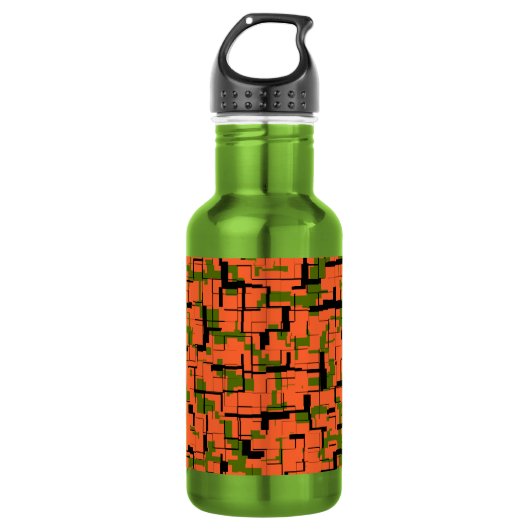 Digital Camo Green Oranje Pattern Waterfles (Voorkant)