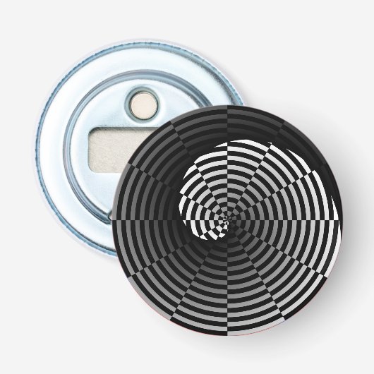 Digital Checker Yin Yang door Kenneth Yoncich Button Flesopener (Voorkant)