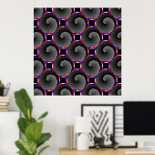 Digital Checker Yin Yang door Kenneth Yoncich Poster (Thuiskantoor)