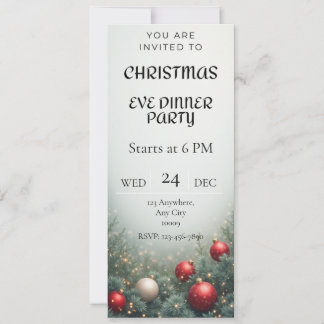 Digital Christmas Eve Dinner party Invitation Kaart