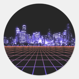 Digital City Grid Ronde Sticker