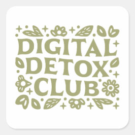 Digital detox club wellness girl retreat floral vierkante sticker