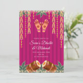 Digital Dholki invitations Mehndi invite, Digital Kaart (Staand voorkant)
