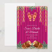 Digital Dholki invitations Mehndi invite, Digital Kaart (Voorkant / Achterkant)
