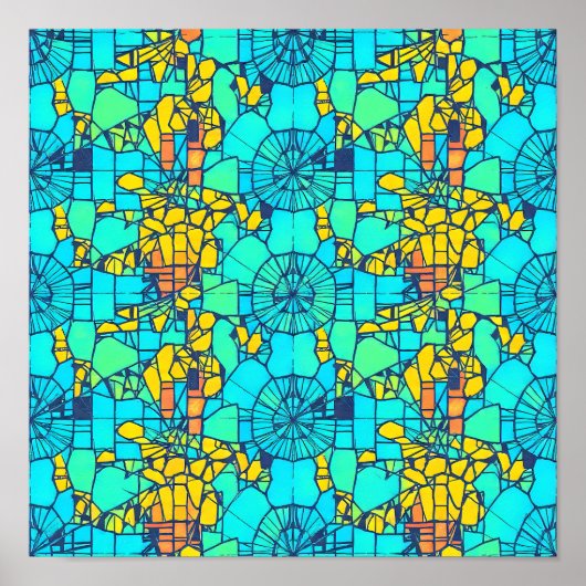 Digital Distortion Glitch Art Seamless Wallpaper Poster (Voorkant)