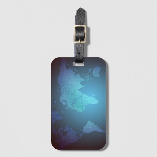 Digital Dot World Map Gradient Art Bagagelabel (Voorkant (verticaal))