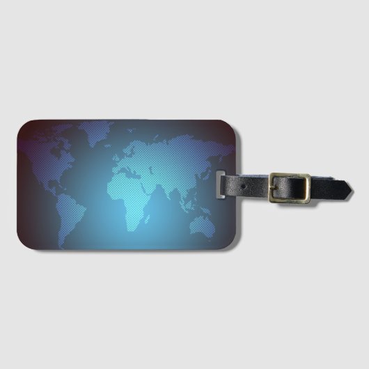 Digital Dot World Map Gradient Art Bagagelabel (Voorkant (horizontaal))