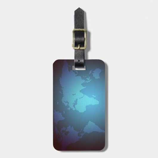 Digital Dot World Map Gradient Art Bagagelabel (Voorkant verticaal)