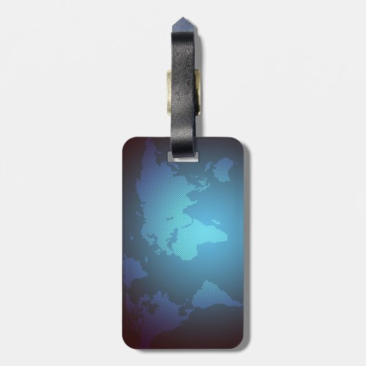 Digital Dot World Map Gradient Art Bagagelabel (Achterkant verticaal)