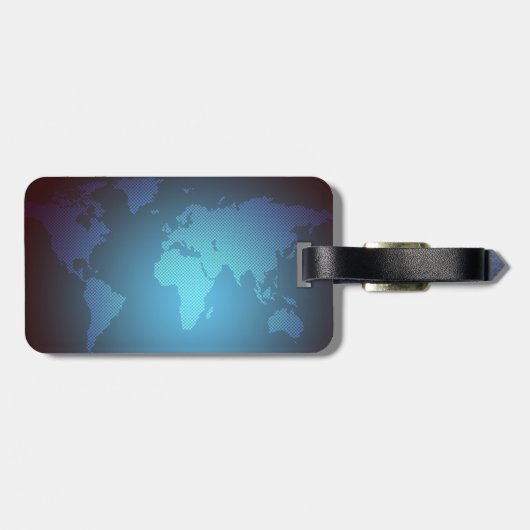Digital Dot World Map Gradient Art Bagagelabel (Achterkant horizontaal)