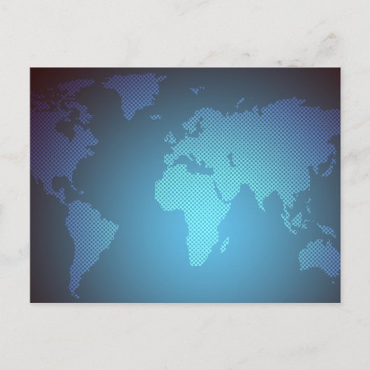 Digital Dot World Map Gradient Art Briefkaart (Voorkant)