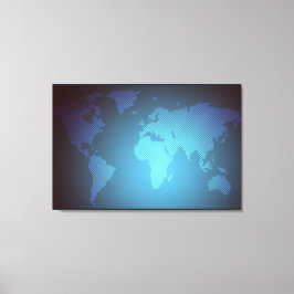 Digital Dot World Map Gradient Art Canvas Afdruk