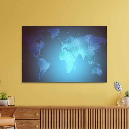 Digital Dot World Map Gradient Art Canvas Afdruk (Insitu (Woonkamer))