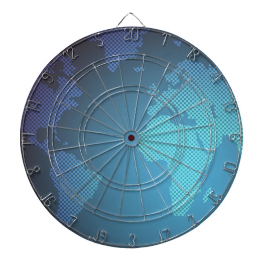 Digital Dot World Map Gradient Art Dartbord (Voorkant)