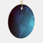 Digital Dot World Map Gradient Art Keramisch Ornament (Rechts)