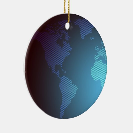 Digital Dot World Map Gradient Art Keramisch Ornament (Rechts)