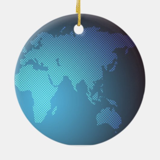 Digital Dot World Map Gradient Art Keramisch Ornament (Achterkant)
