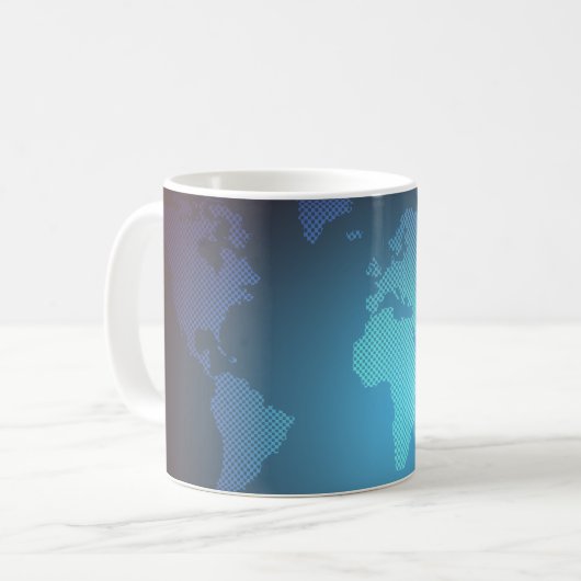 Digital Dot World Map Gradient Art Koffiemok (Voorkant links)
