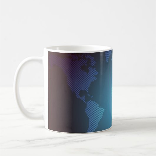 Digital Dot World Map Gradient Art Koffiemok (Links)