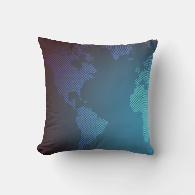 Digital Dot World Map Gradient Art Kussen (Voorkant)