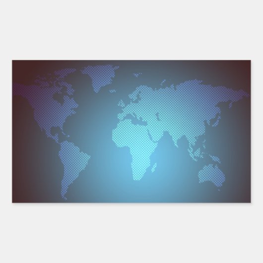 Digital Dot World Map Gradient Art Rechthoekige Sticker (Voorkant)