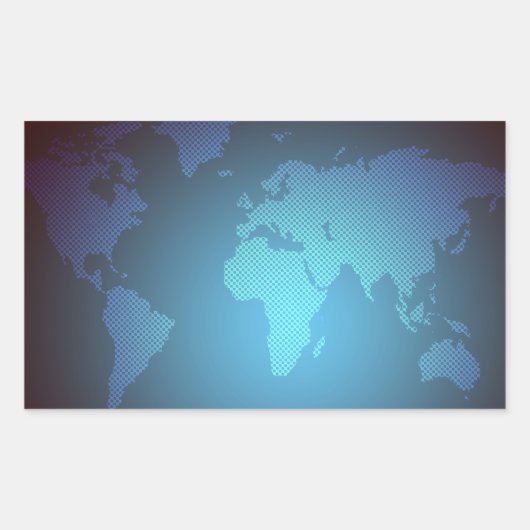 Digital Dot World Map Gradient Art Rechthoekige Sticker (Voorkant)
