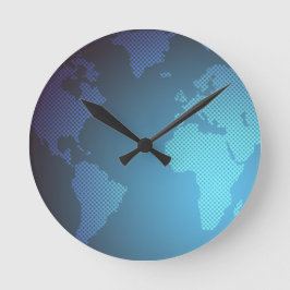 Digital Dot World Map Gradient Art Ronde Klok