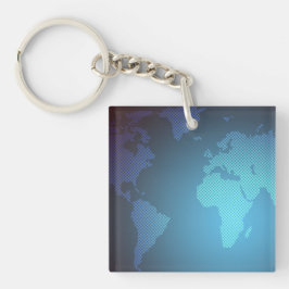 Digital Dot World Map Gradient Art Sleutelhanger