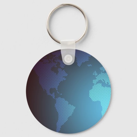 Digital Dot World Map Gradient Art Sleutelhanger (Voorkant)