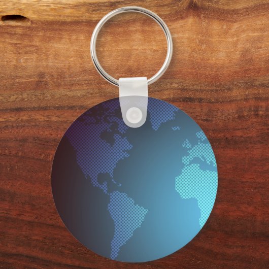 Digital Dot World Map Gradient Art Sleutelhanger (Voorkant)