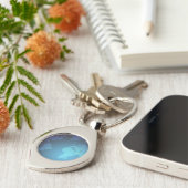 Digital Dot World Map Gradient Art Sleutelhanger (Zijkant)