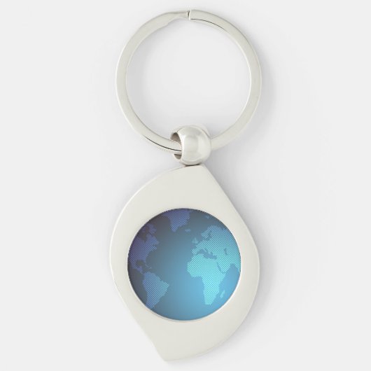 Digital Dot World Map Gradient Art Sleutelhanger (Voorkant)