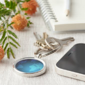 Digital Dot World Map Gradient Art Sleutelhanger (Zijkant)