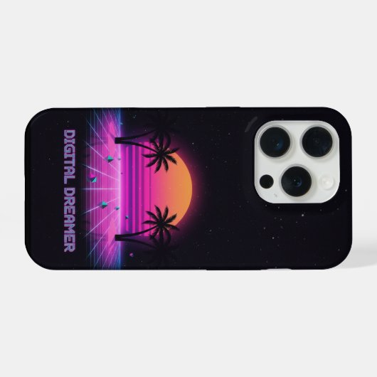 Digital Dreamer Neon Grid iPhone Case iPhone Hoesje (Achterkant horizontaal)