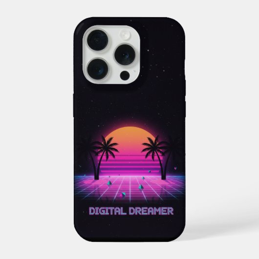 Digital Dreamer Neon Grid iPhone Hoesje 15 Pro Case (Achterkant)