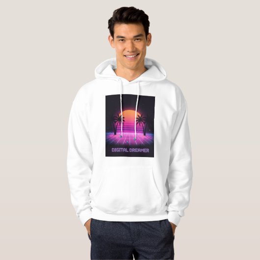 Digital Dreamer Oversized Synthwave Hoodie (Voorkant volledig)