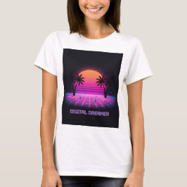 Digital Dreamer Retro Sunset T-shirt | Y2K-shirt