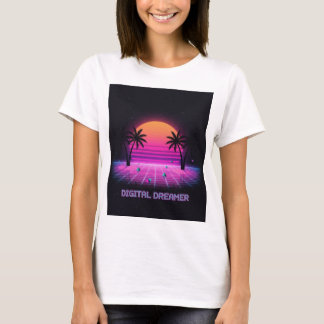 Digital Dreamer Retro Sunset T-shirt | Y2K-shirt
