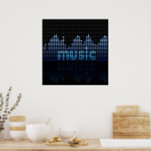Digital Equalizer Music Wave Wall Poster (Keuken)