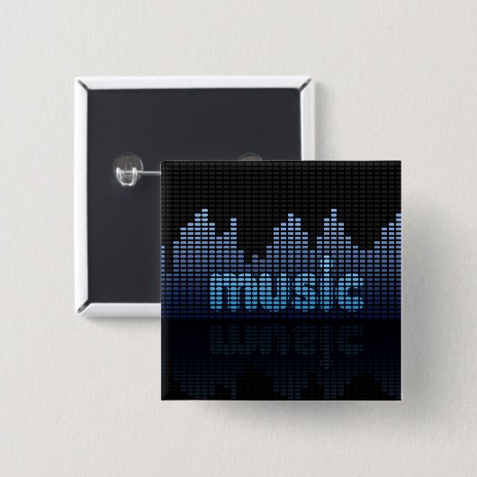 Digital Equalizer Music Wave Wall Vierkante Button 5,1 Cm (Voorkant /achterkant)