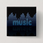 Digital Equalizer Music Wave Wall Vierkante Button 5,1 Cm (Voorkant)